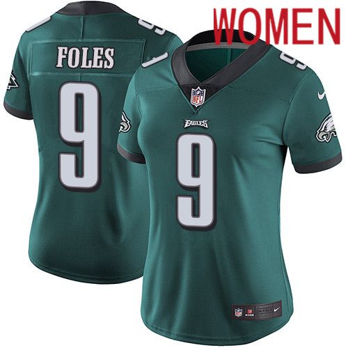 Women Philadelphia Eagles #9 Nick Foles Nike Midnight Green Vapor Limited NFL Jersey